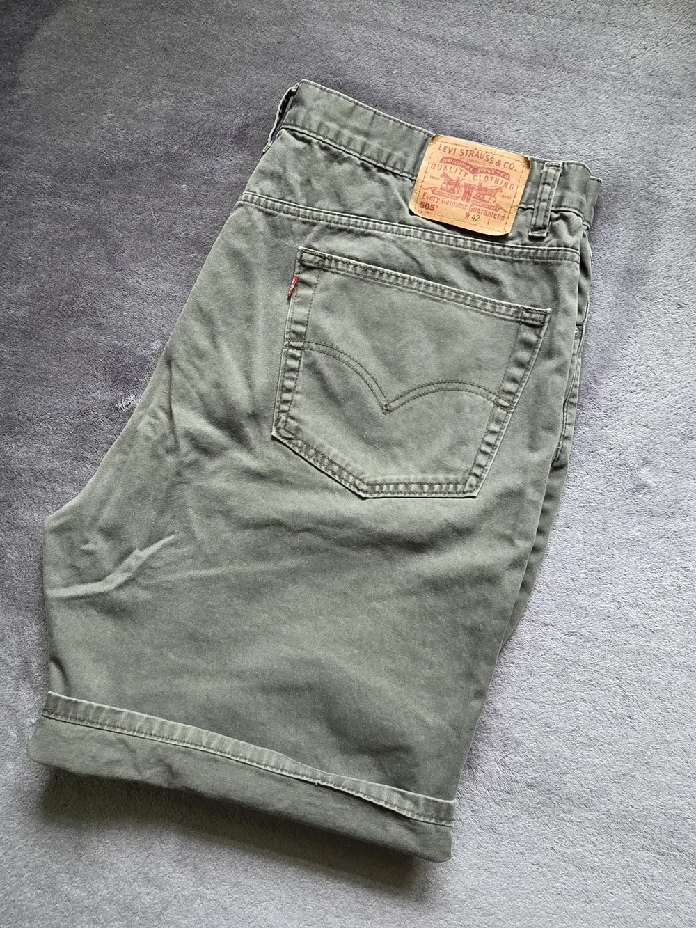 Levi's 505 W42 Vintage VTG Regular Fit Olive Green Cotton Jean Shorts